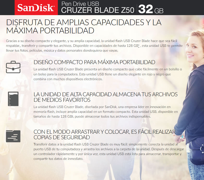 Pendrive Sandisk 32Gb CruzerBlade Z50