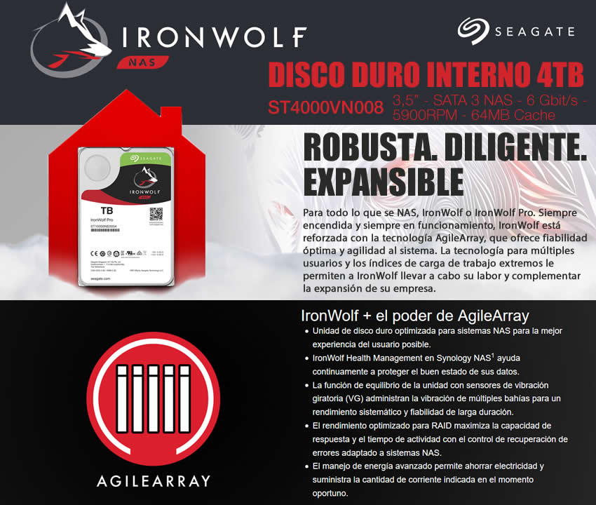 Disco Rigido Nas 4 Tb Seagate Ironwolf 256mb