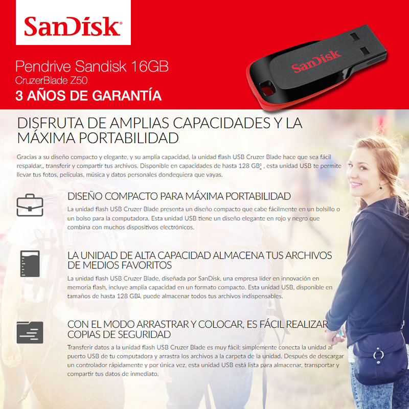 Pendrive Sandisk 16GB CruzerBlade Z50