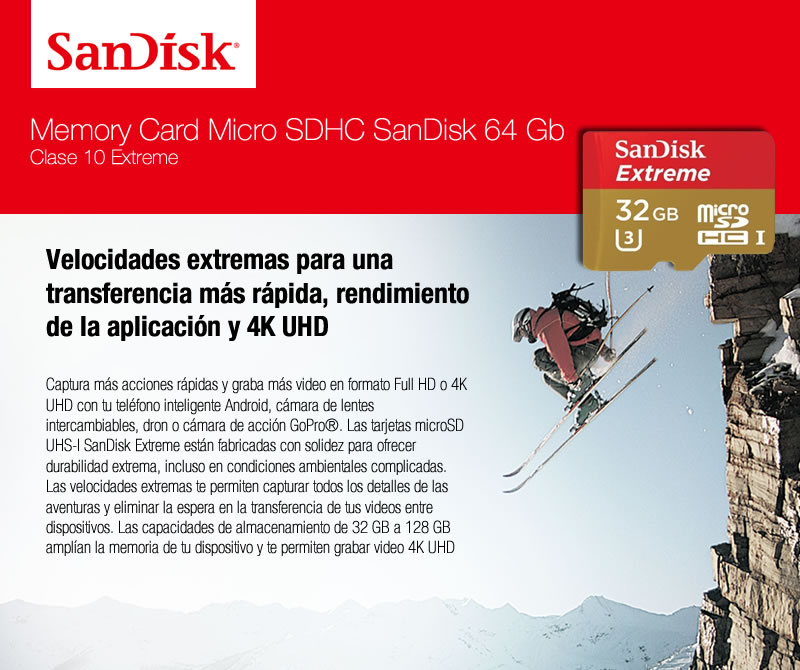 Memoria Micro Sd 32 Gb SanDisk Micro UHS-I Clase 10  Extreme