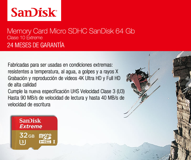 Memoria Micro Sd 32 Gb SanDisk Micro UHS-I Clase 10  Extreme