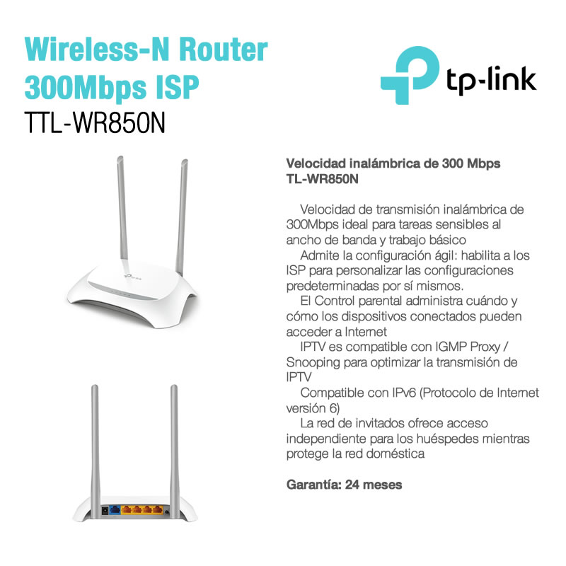 Router Tp-Link (TL-WR850N) 2Ant 300Mbps