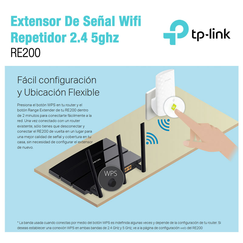 Extensor De Señal Wifi Tp Link Re200 2.4 Y 5 Ghz Repetidor