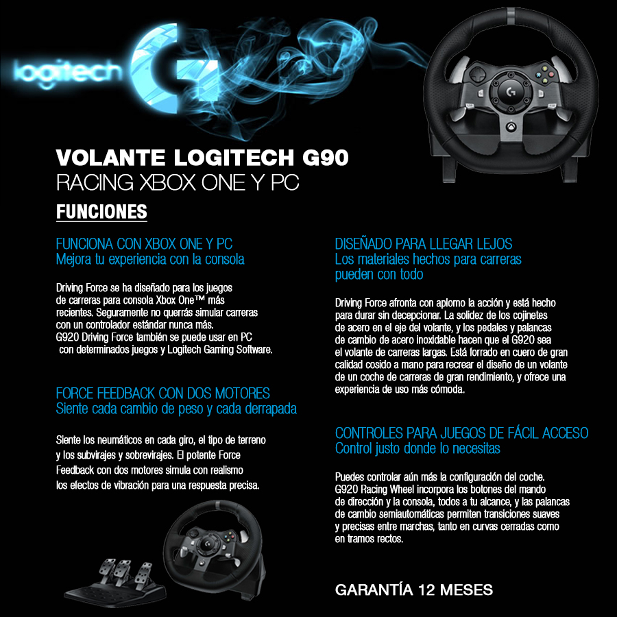 Volante Logitech G920 Racing Xbox One Y Pc
