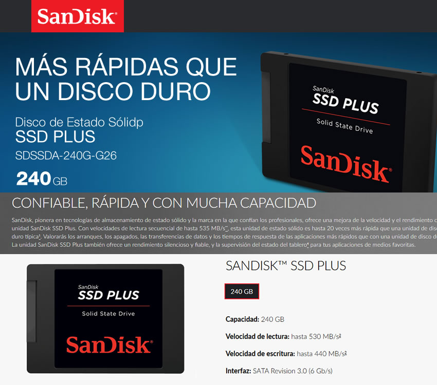 Disco Solido Ssd 240 Gb SanDisk Ssd Plus G26