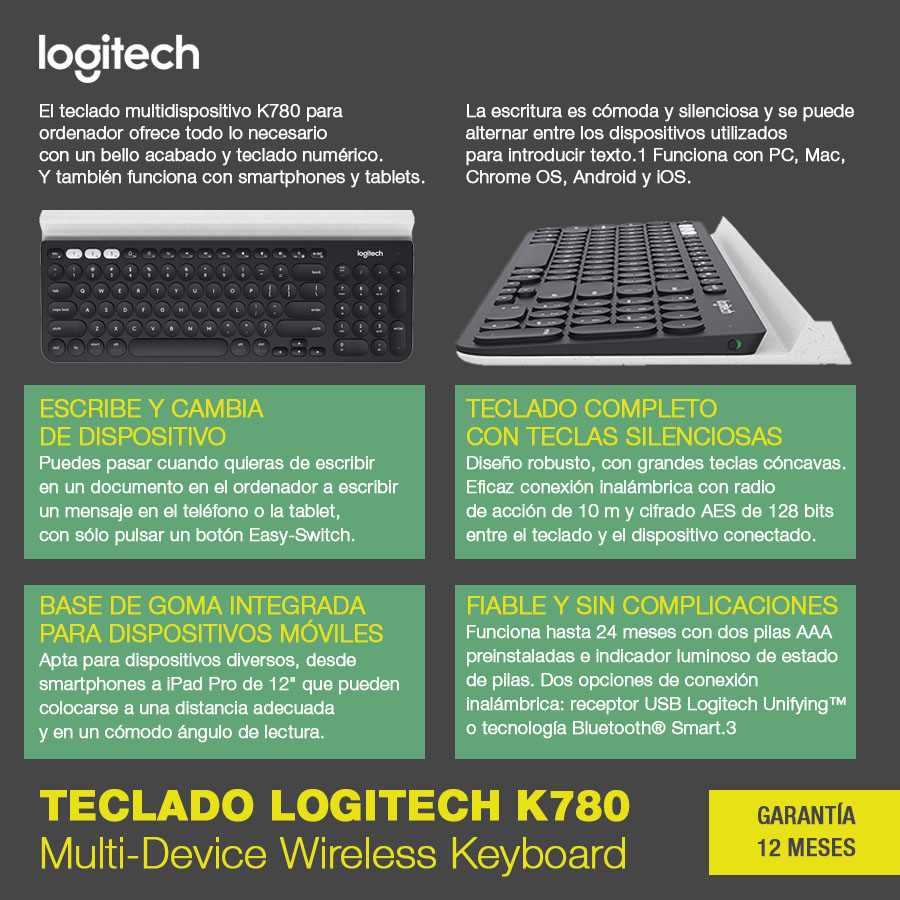 Teclado Logitech K780 Multi-Device Wireless Keyboard