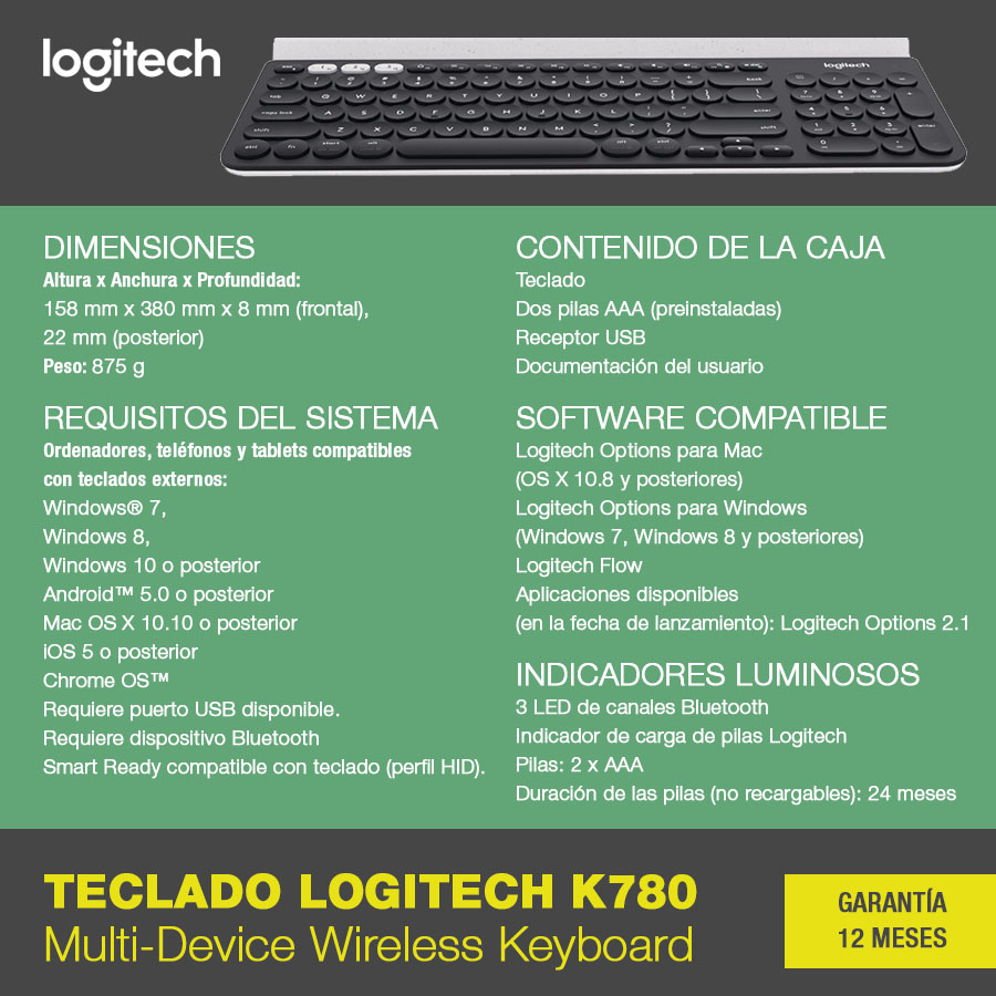 Teclado Logitech K780 Multi-Device Wireless Keyboard