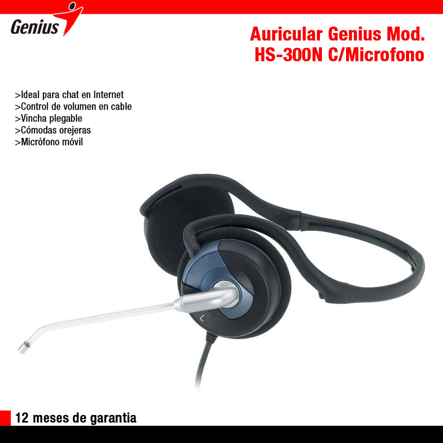 Auricular Genius (HS-300N) C/mic Negro