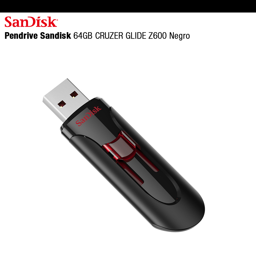 Pendrive Sandisk 64GBCRUZER GLIDE Z600 Negro