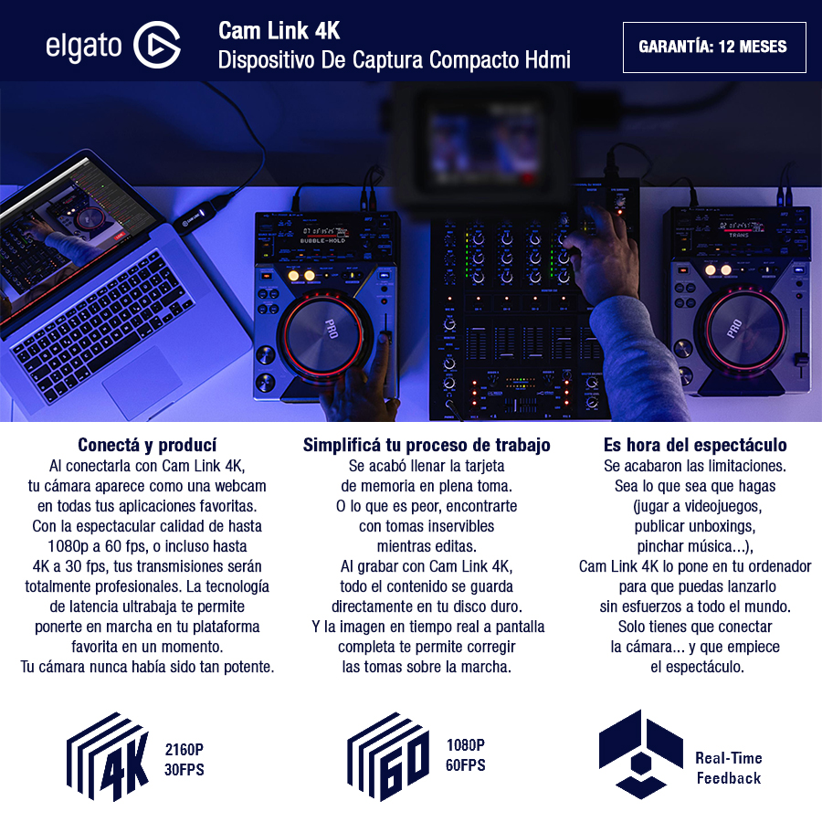 Elgato Cam Link 4 K - Dispositivo De Captura Compacto Hdmi -10GAM9901