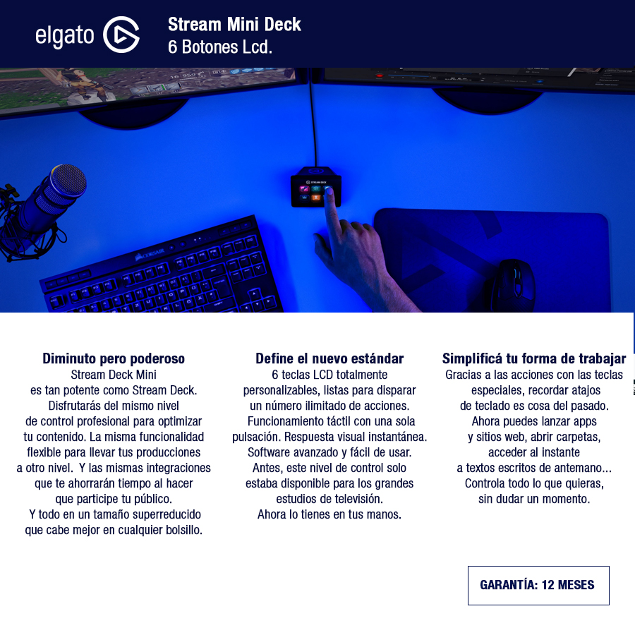 Elgato Stream Deck Mini 6 Botones Lcd Customizables-10GAI9901