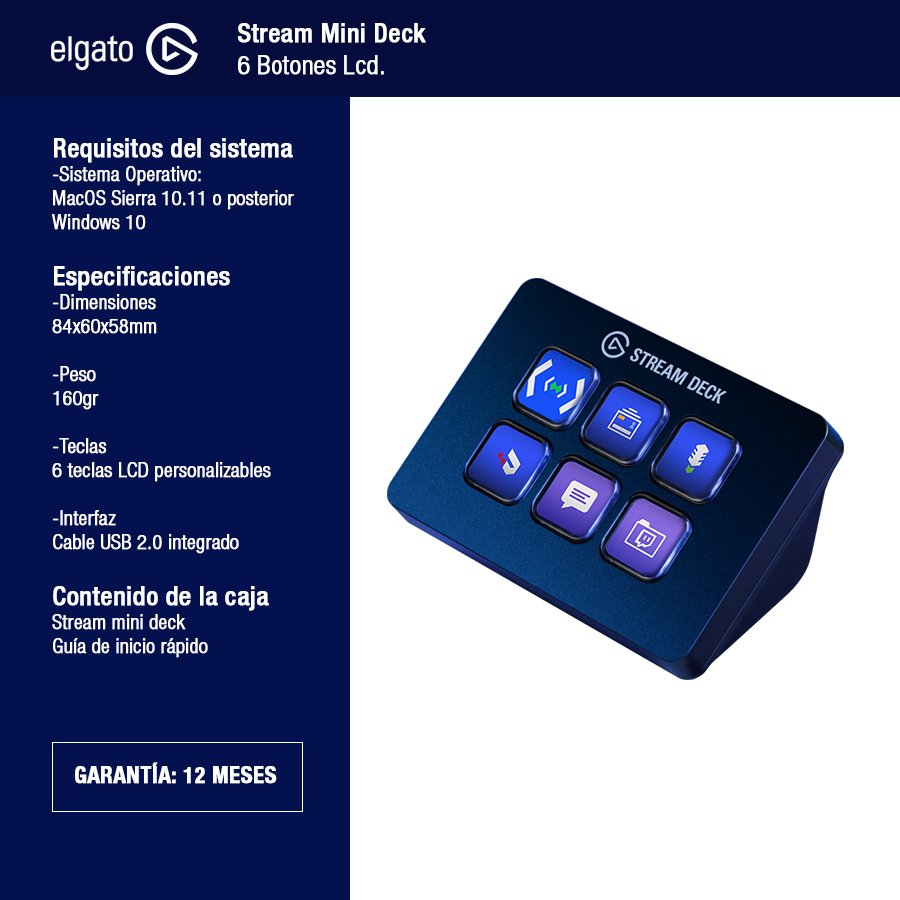 Elgato Stream Deck Mini 6 Botones Lcd Customizables-10GAI9901