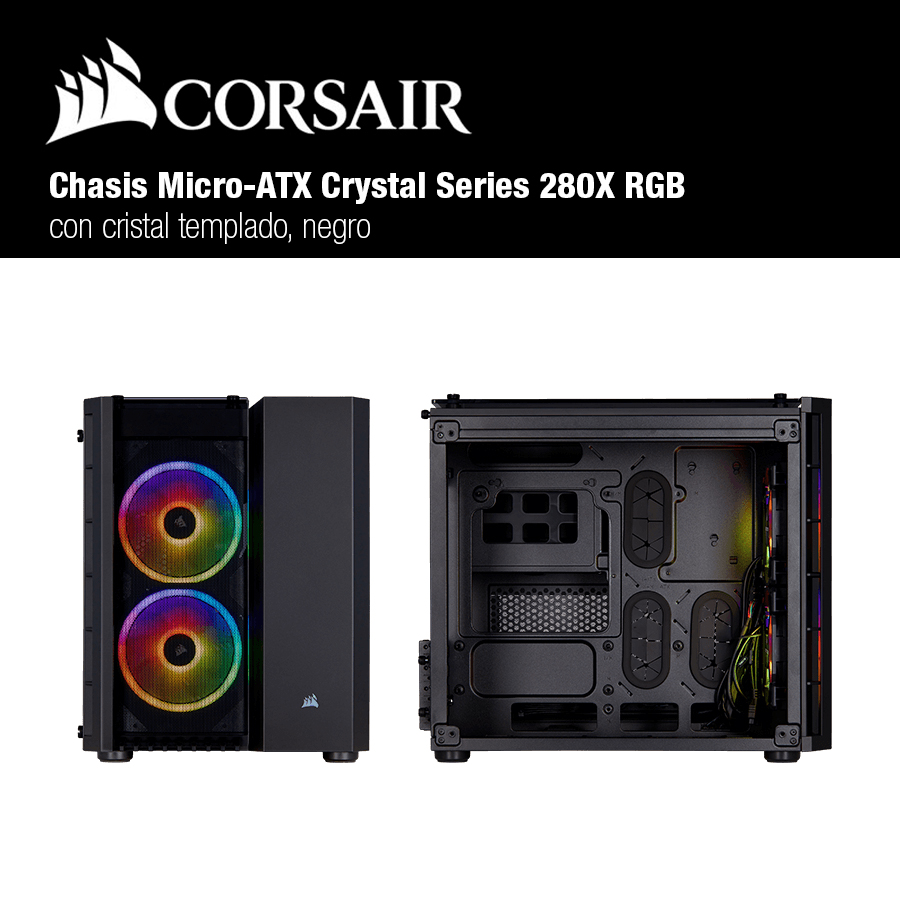 GABINETE CORSAIR CRYSTAL 280X RGB M-ATX TEMPERED GLASS BLACK