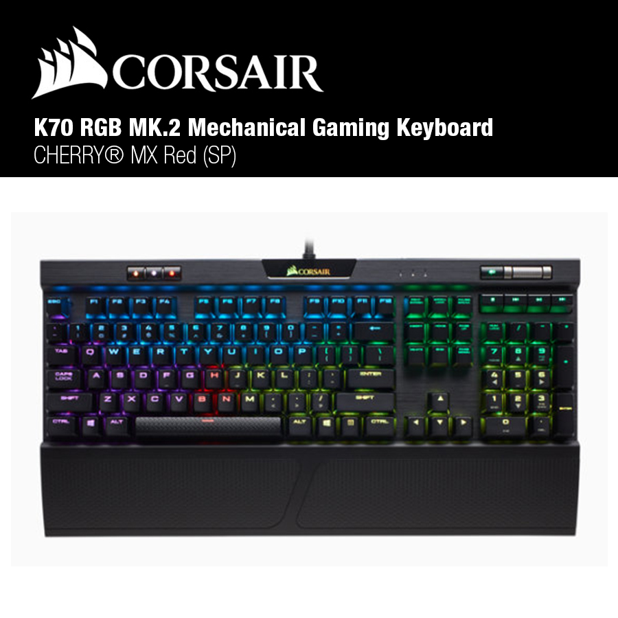 Teclado Gamer Corsair K70 RGB MK.2 Mechanical Gaming CHERRY® MX Red