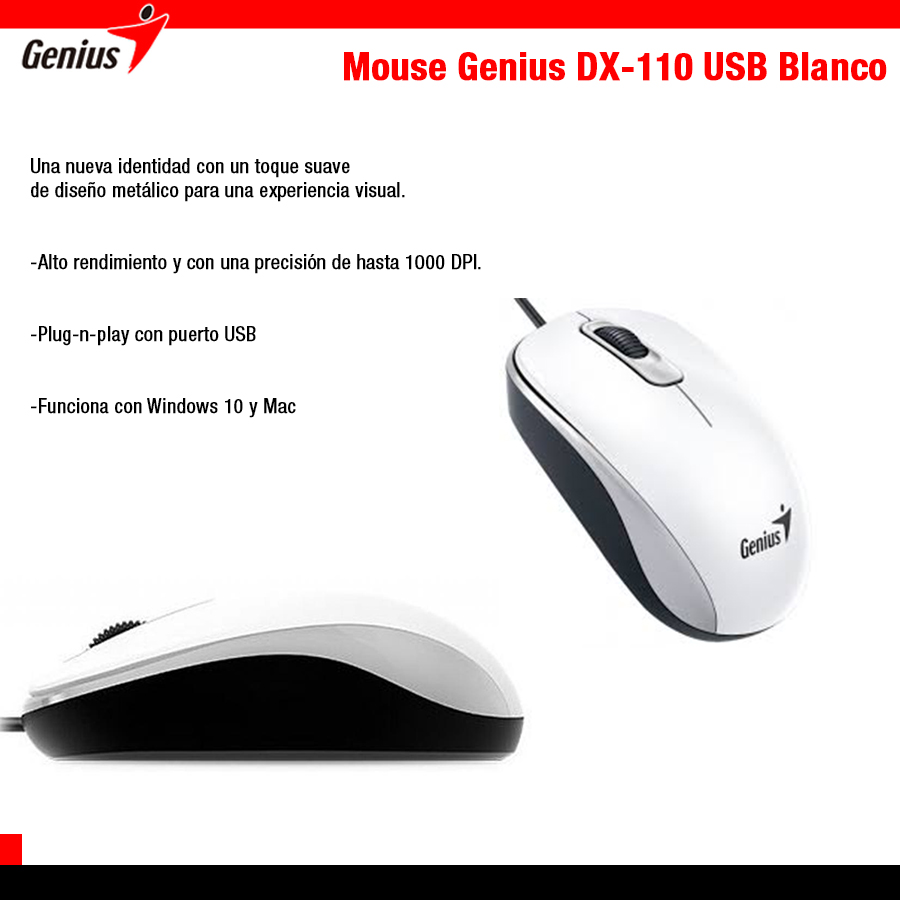 Mouse Genius DX-110 USB Blanco