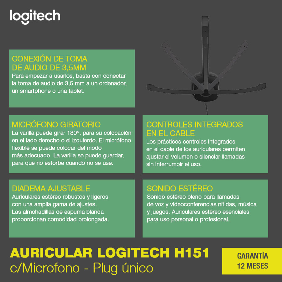 Auricular Logitech (H151) C/Microfono 3.5mm