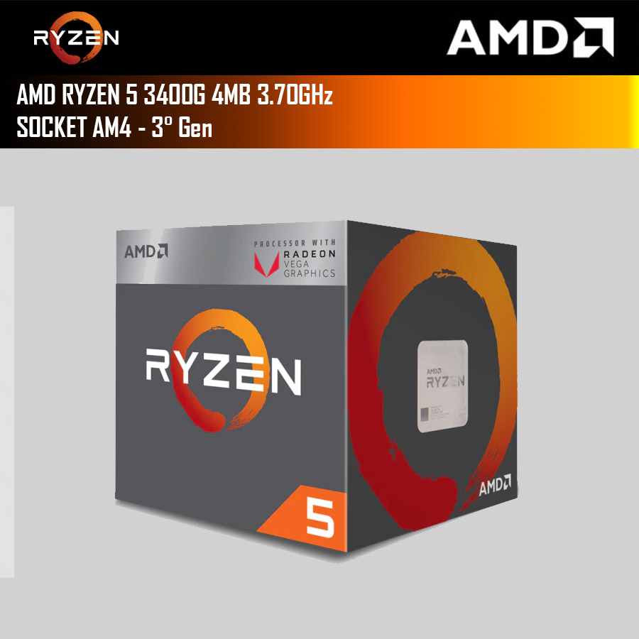 Microprocesador AMD Ryzen 5 3400G 6MB 3.70GHz Socket AM4 - 2da Gen