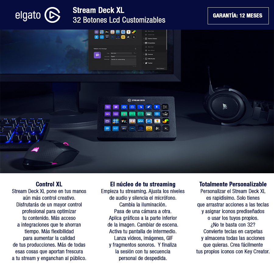 Elgato Stream Deck XL 32 Botones Lcd Customizables - 10GAT9901