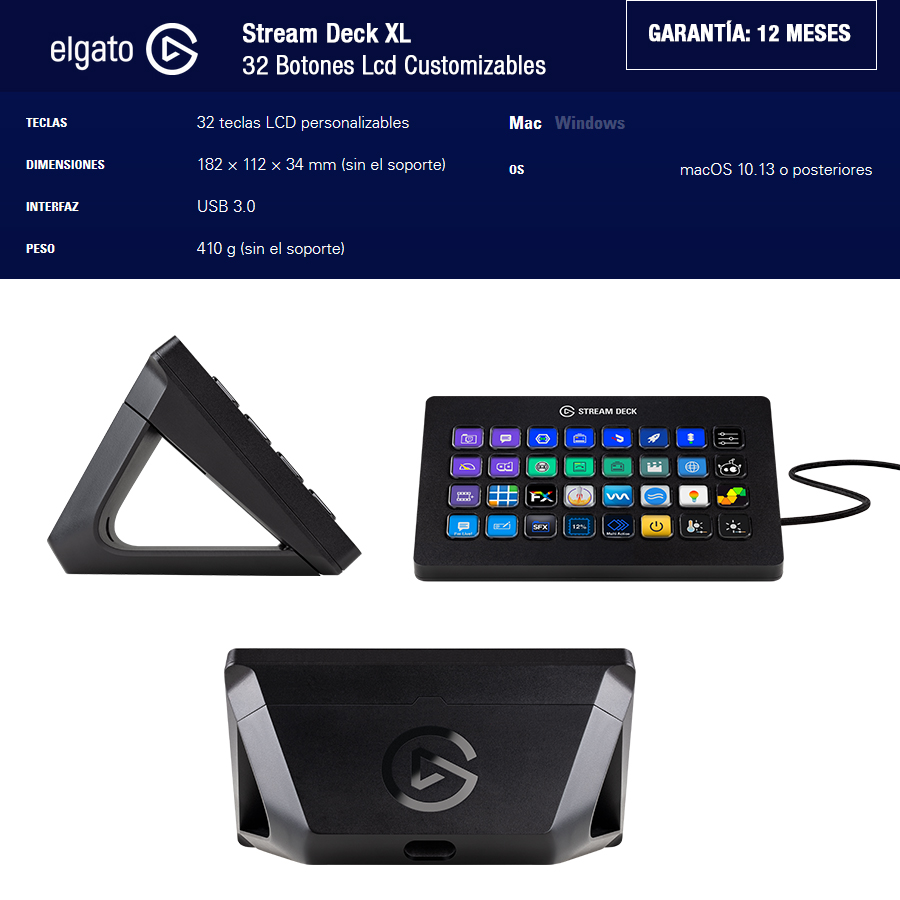Elgato Stream Deck XL 32 Botones Lcd Customizables - 10GAT9901