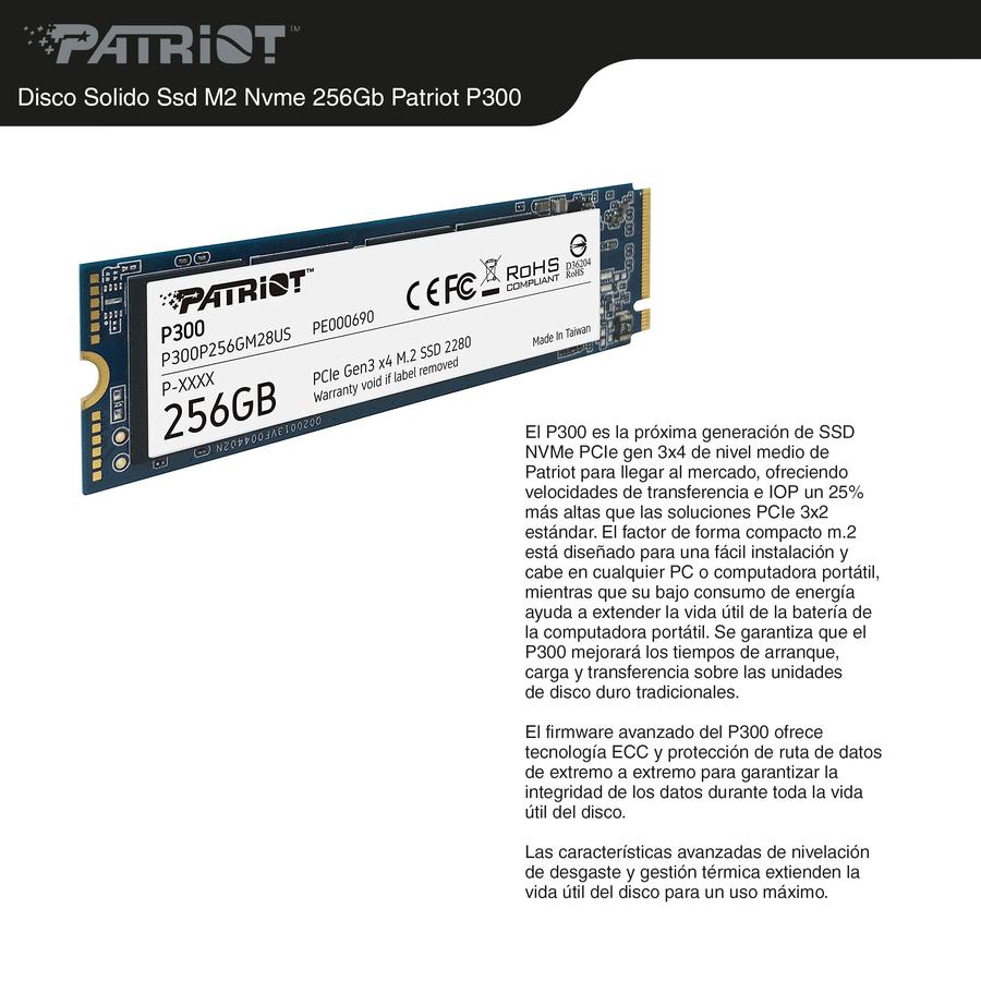 Disco Solido Ssd 256 Gb Nvme Patriot P300