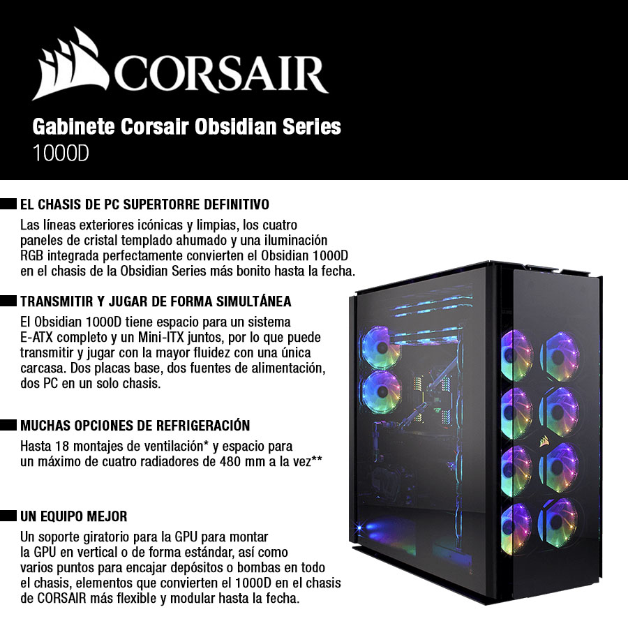 Gabinete Corsair Obsidian Series 1000D