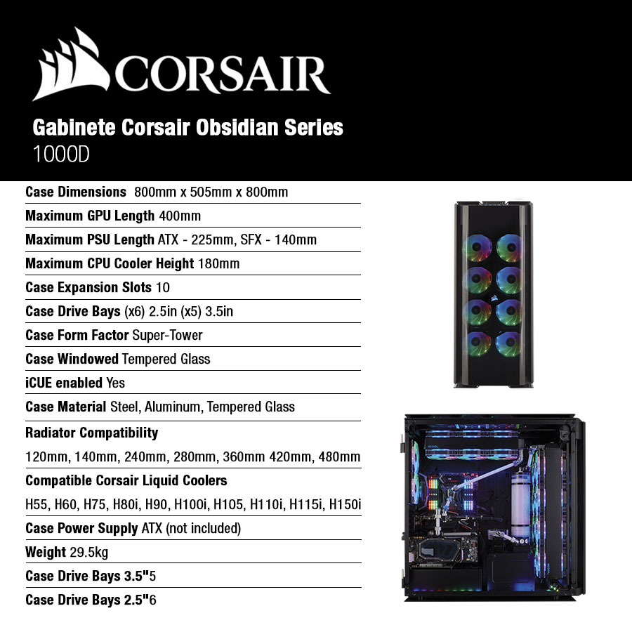 Gabinete Corsair Obsidian Series 1000D