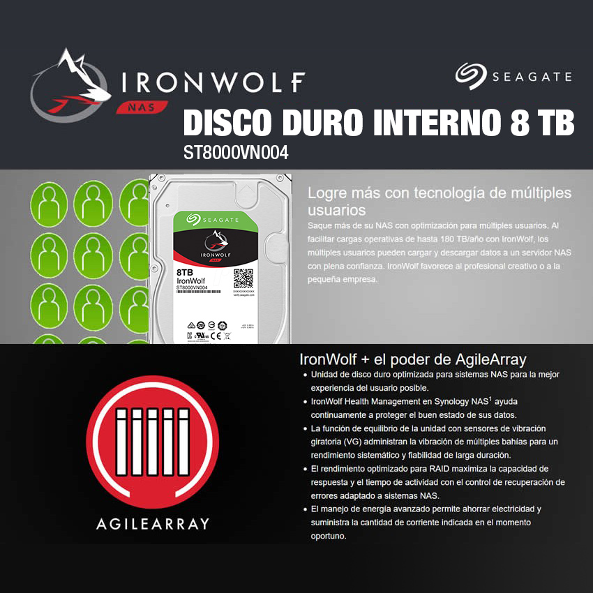 Disco Rigido Nas 8 Tb Seagate IronWolf