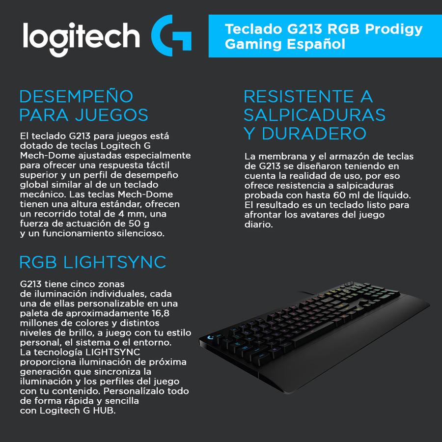 Teclado Logitech G213 RGB Prodigy Gaming Español