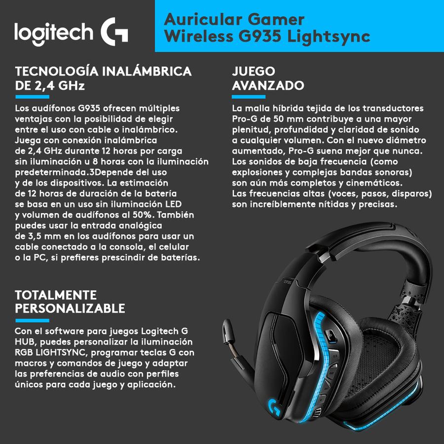Auricular Gamer Logitech Wireless G935 Lightsync