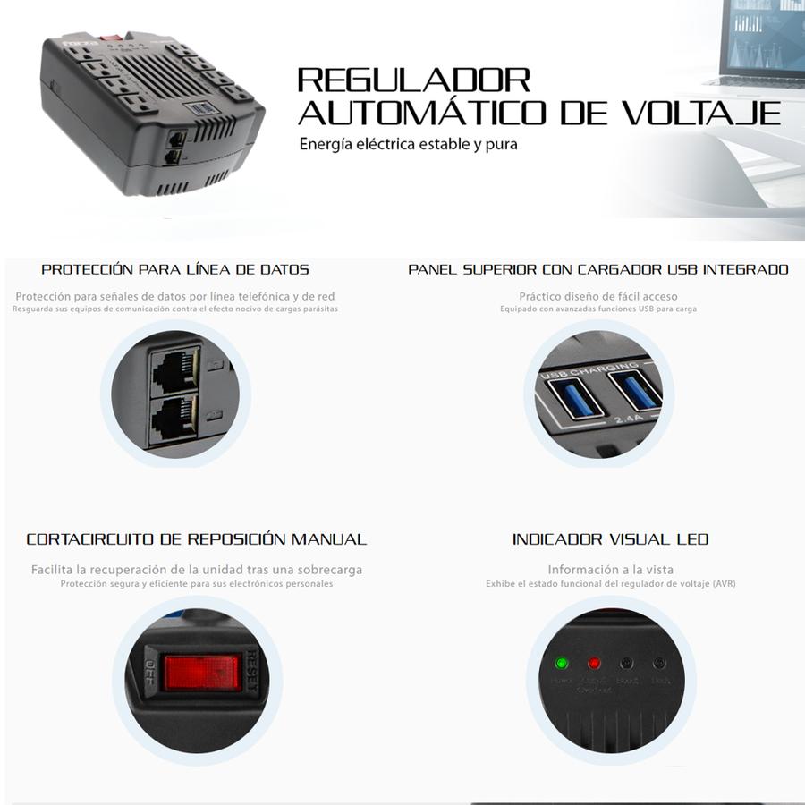 Estabilizador Forza FVR-1202USB-A 1200VA/600W + Usb