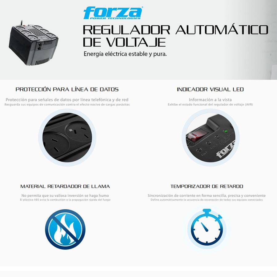 ESTABILIZADOR DE TENSIÓN FORZA FVR-2202A REGULADOR AUTOMÁTICO