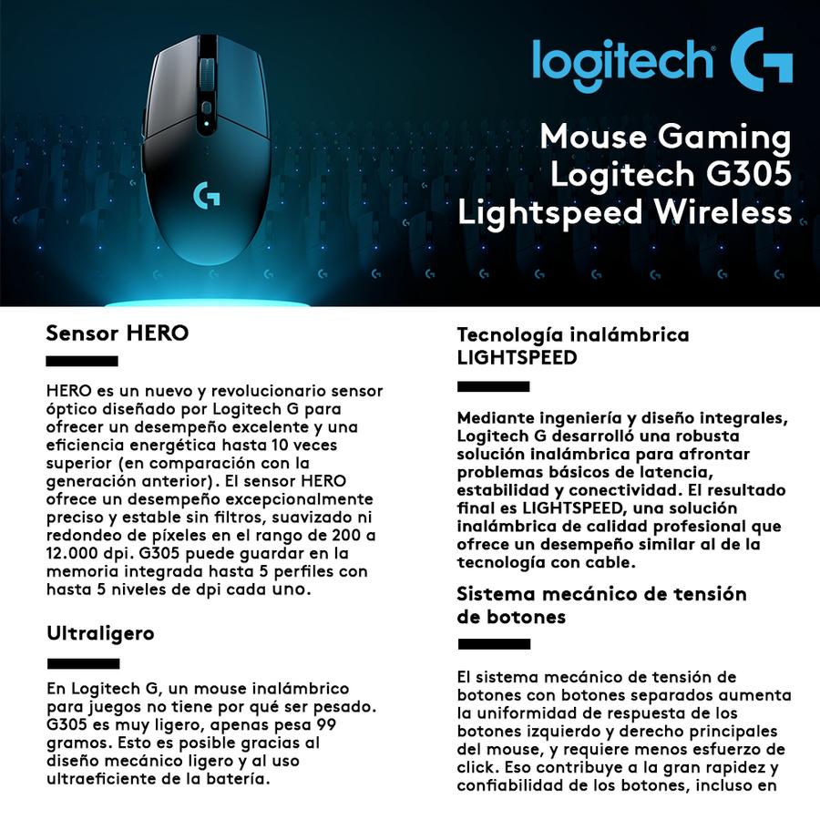 Mouse Inalámbrico Logitech LightSpeed (G305) Negro
