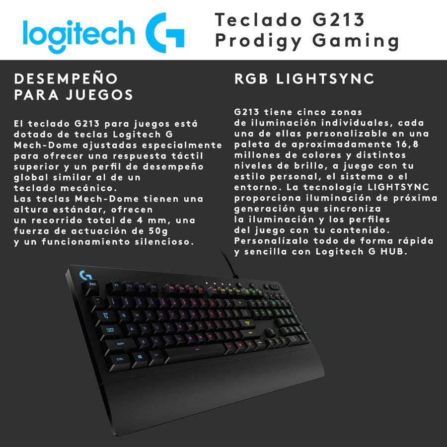 Teclado Gamer Logitech G213 RGB Prodigy Gaming Ingles