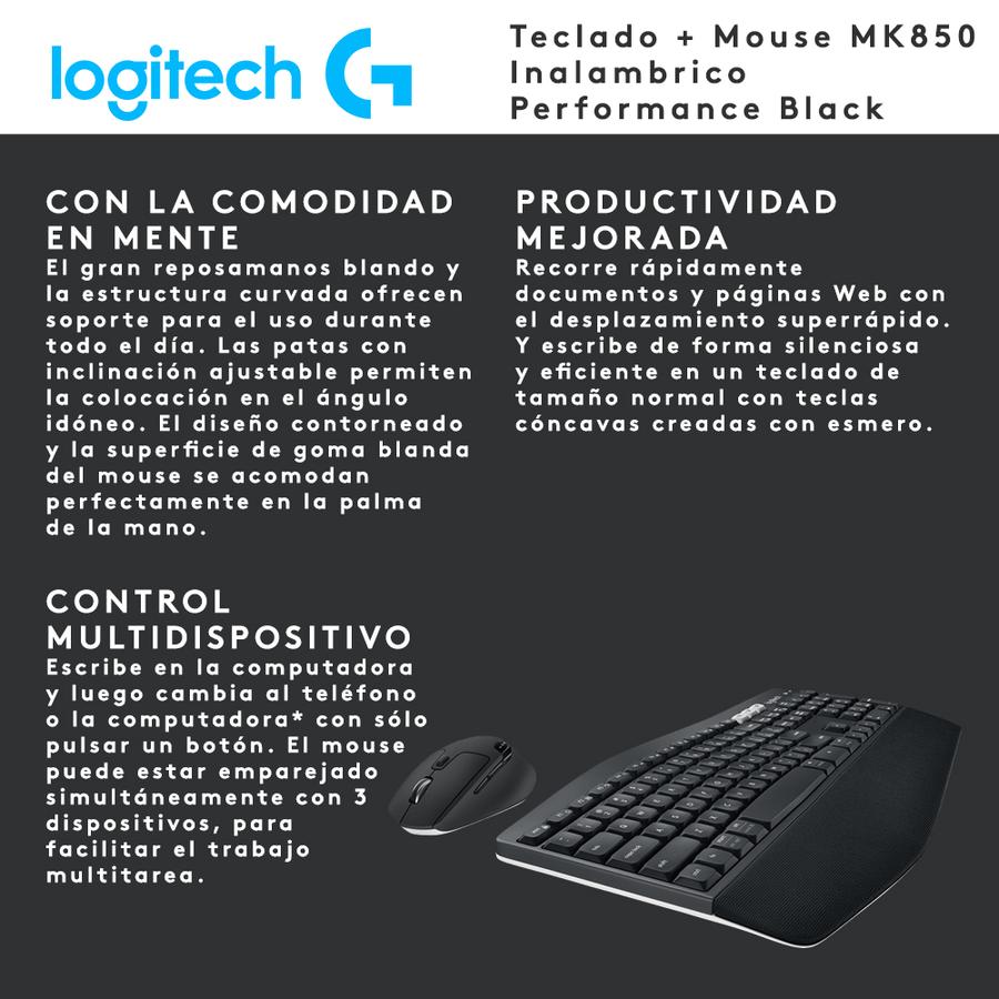 Teclado + Mouse Logitech MK850 Inalambrico Performance Black