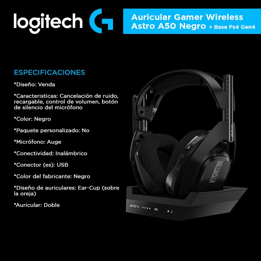 Audifonos Logitech Gamer Astro A50 Inalambricos 7.1+base PS4