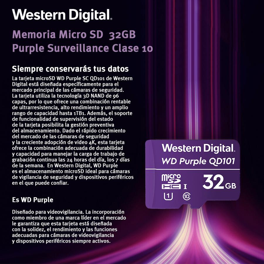Memoria Micro SD WD 32GB Purple Surveillance Ultra Endurance