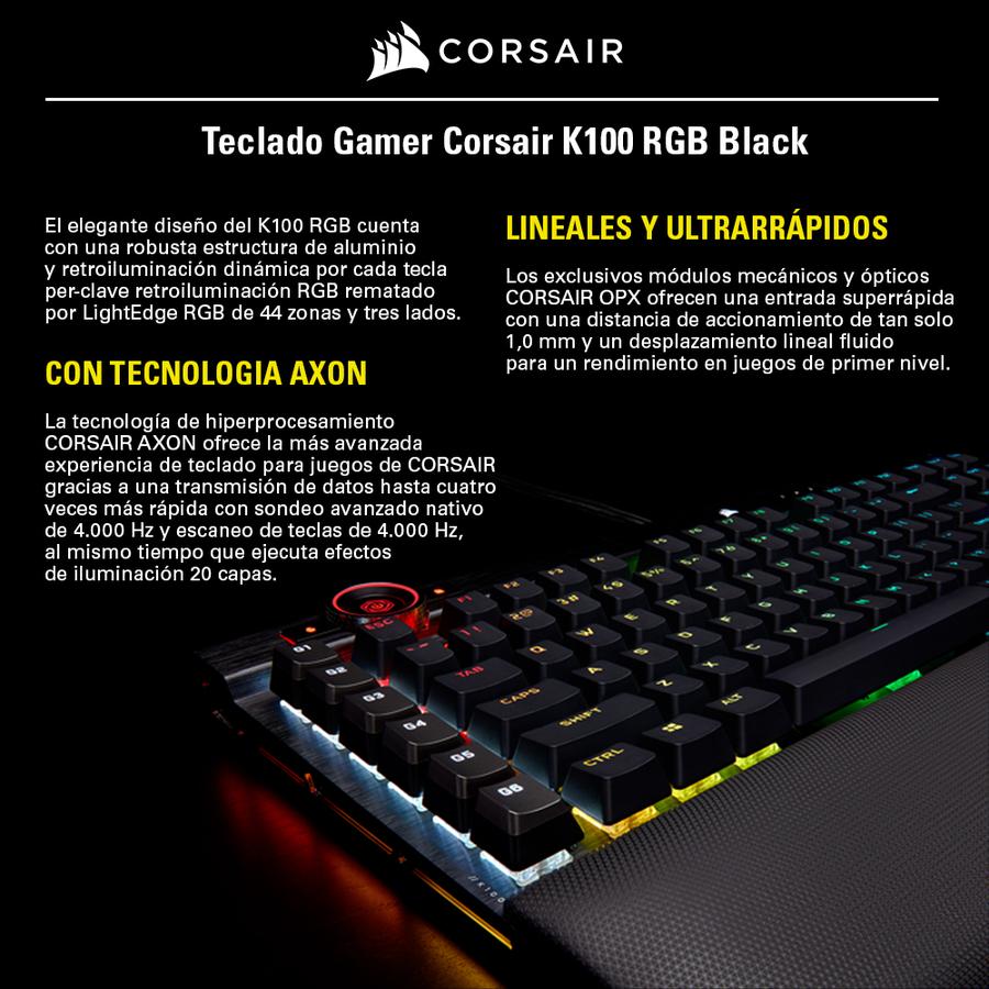 Teclado Gamer Corsair K100 RGB Black
