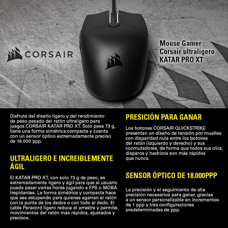 Mouse Gamer Corsair KATAR PRO XT Ultra-Light