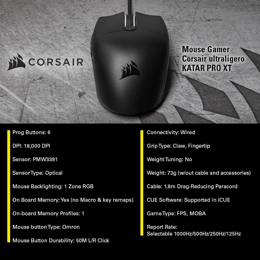 Mouse Gamer Corsair KATAR PRO XT Ultra-Light