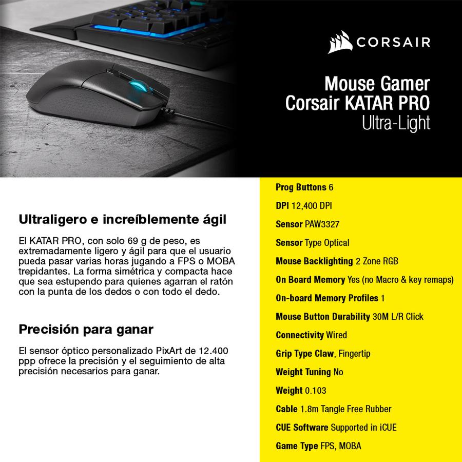 Mouse Gamer Corsair KATAR PRO Ultra-Light