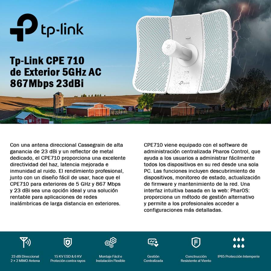 Tp-Link CPE 710 De Exterior 5GHz AC 867Mbps 23dBi