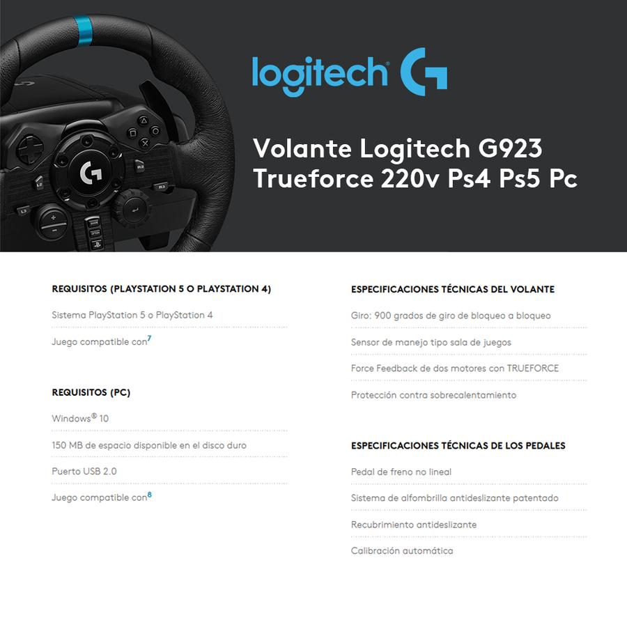 Volante Logitech G923, PS5, PS4, PC com Force Feedback TRUEFORCE -  941-000148
