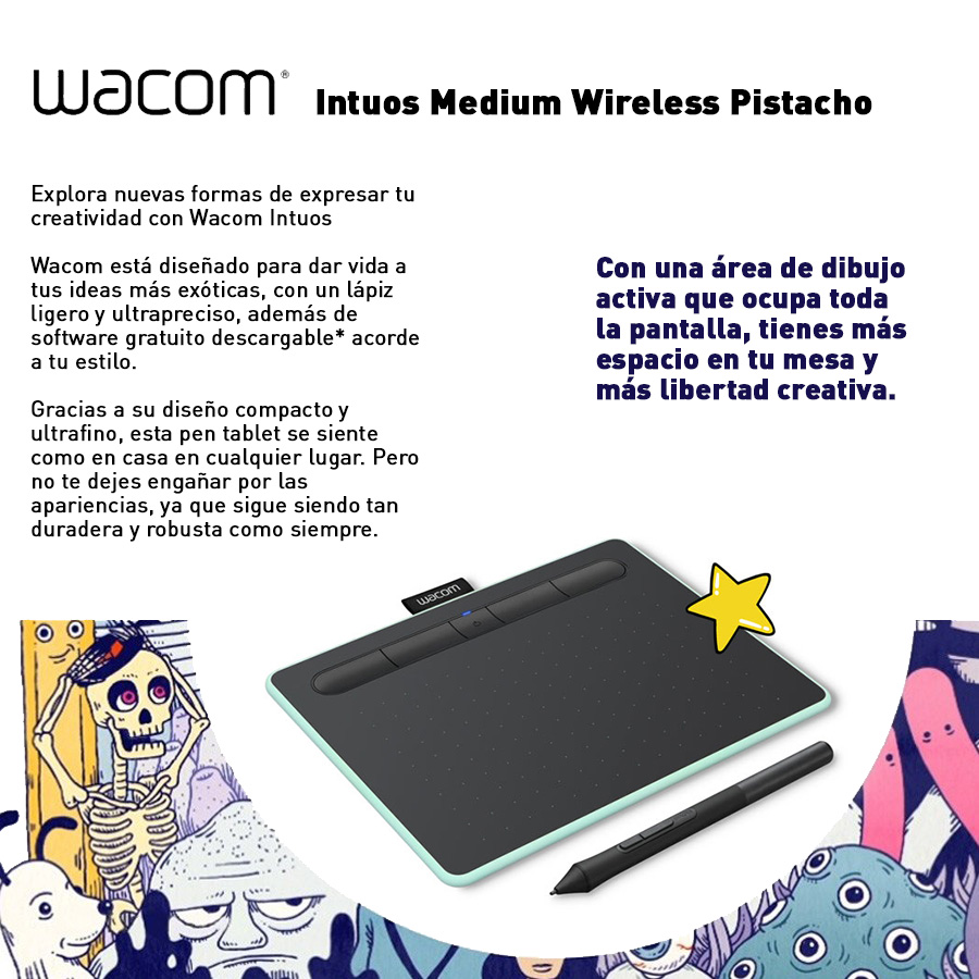 Tableta Digitalizadora Wacom Intuos Medium Wireless Pistacho