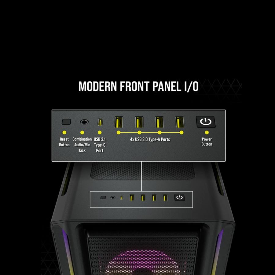 Gabinete Corsair ICUE 5000T RGB Con Vidrio Templado Semitorre Negro