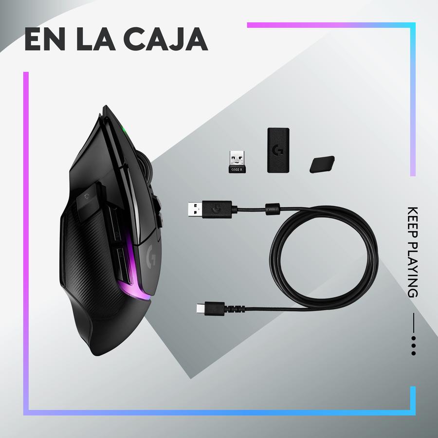 Mouse Gamer Inalámbrico Logitech G502 X PLUS Negro LIGHTSPEED RGB Para Juegos