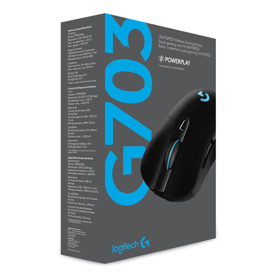 Mouse Gamer Inalámbrico Logitech Lightspeed (G703) Negro