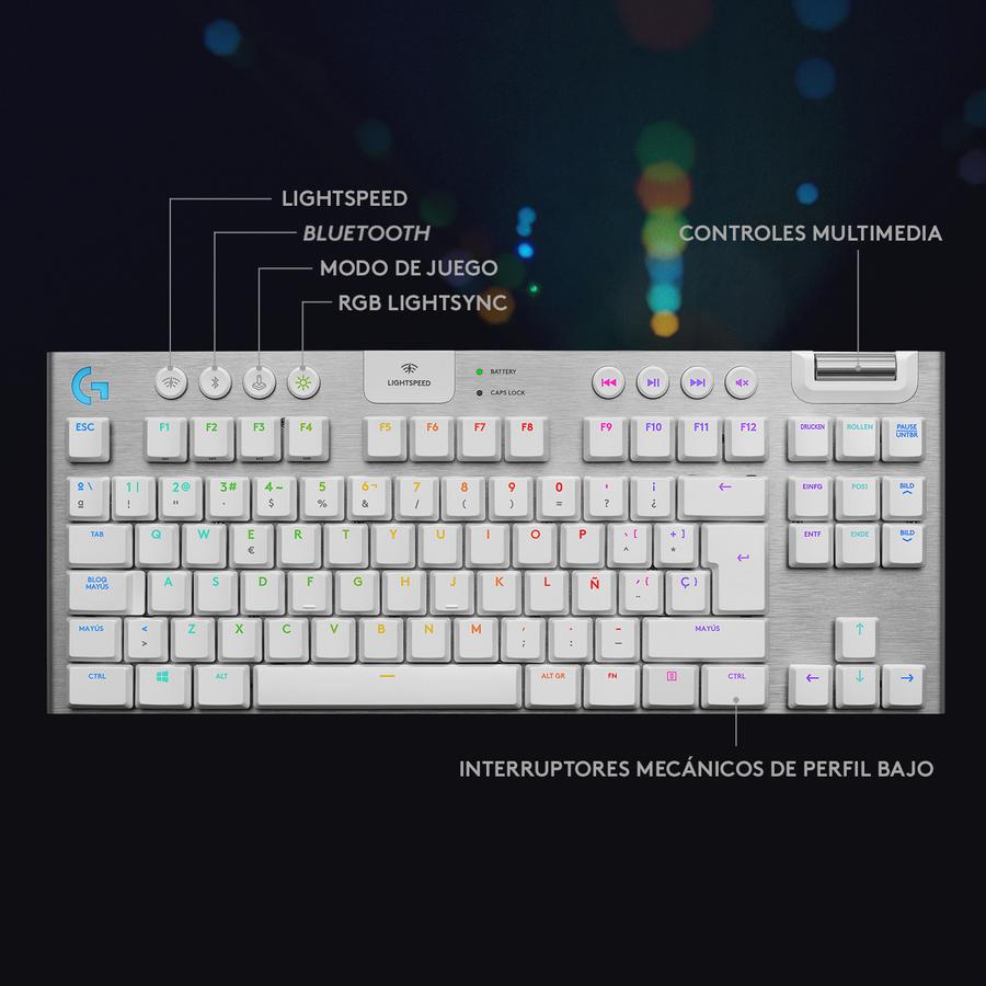 Teclado Mecánico Inalámbrico Logitech Lightspeed TKL (G915) Blanco