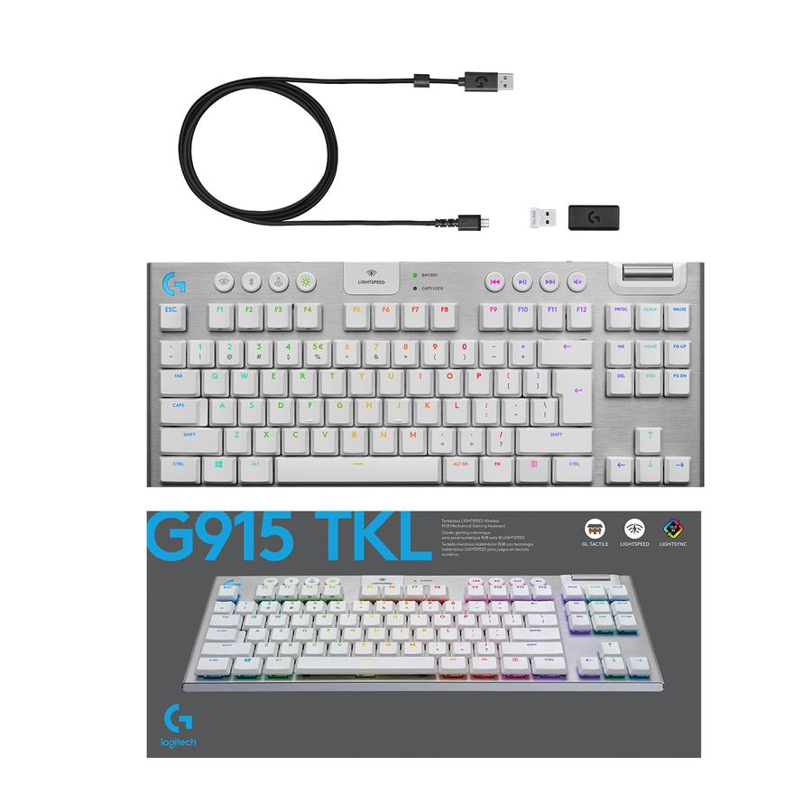 Teclado Mecánico Inalámbrico Logitech Lightspeed TKL (G915) Blanco