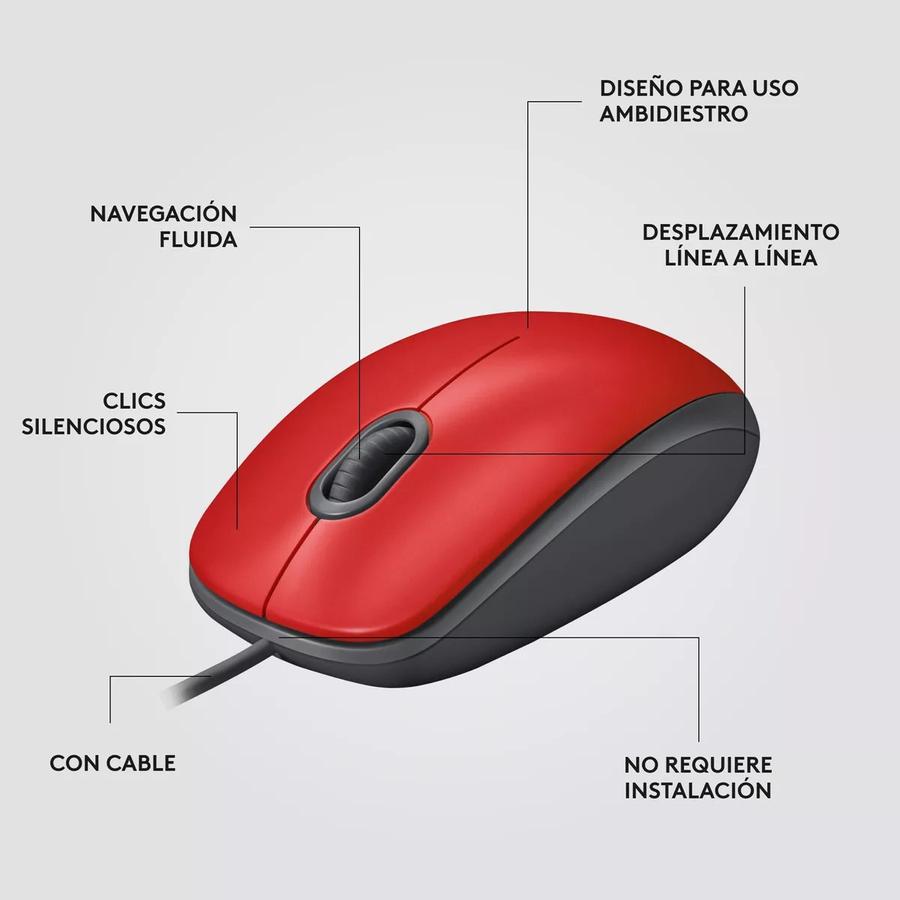 Mouse Logitech M110 Silent Red Usb