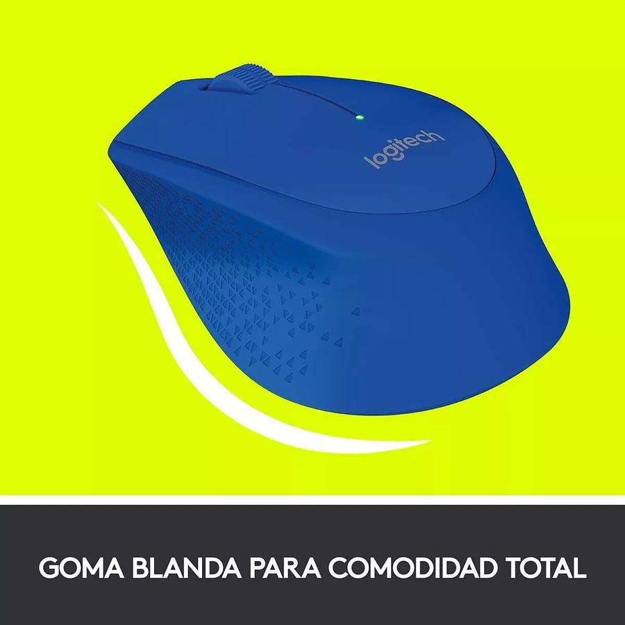 Mouse Inalámbrico Cómodo Diseño Curvo - Logitech M280, Azul